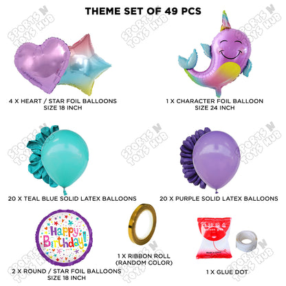 Nar Whale Foil Balloon Theme Decoration Set