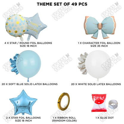 Matte Blue Color Bow Foil Balloon Theme Decoration Set