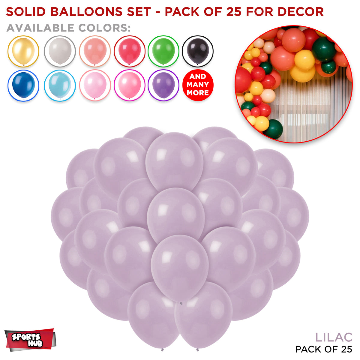 1.5 Gram Solid Latex 10 Inch Round Balloons - 25 Pcs