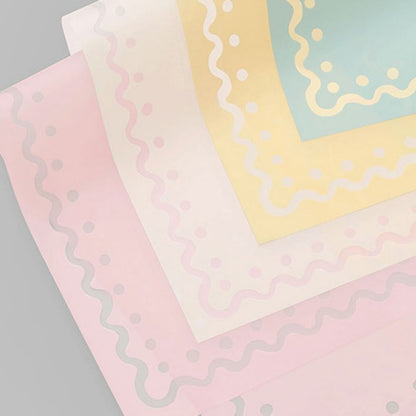 Wavy Curve Edge Border - Mix Color 20 Sheet Pack - Translucent Flower Wrapping Sheets