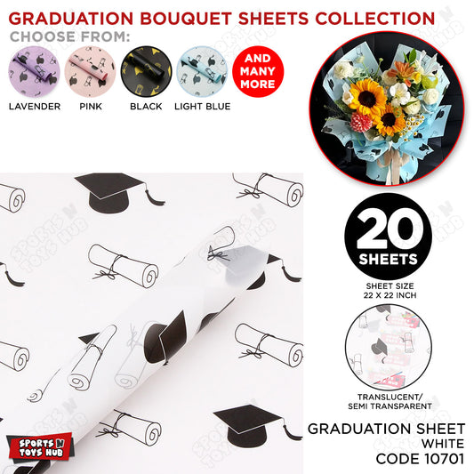 Graduation Cap & Degree Printed Translucent Sheets for Floral Wrapping or Gif Wrapping