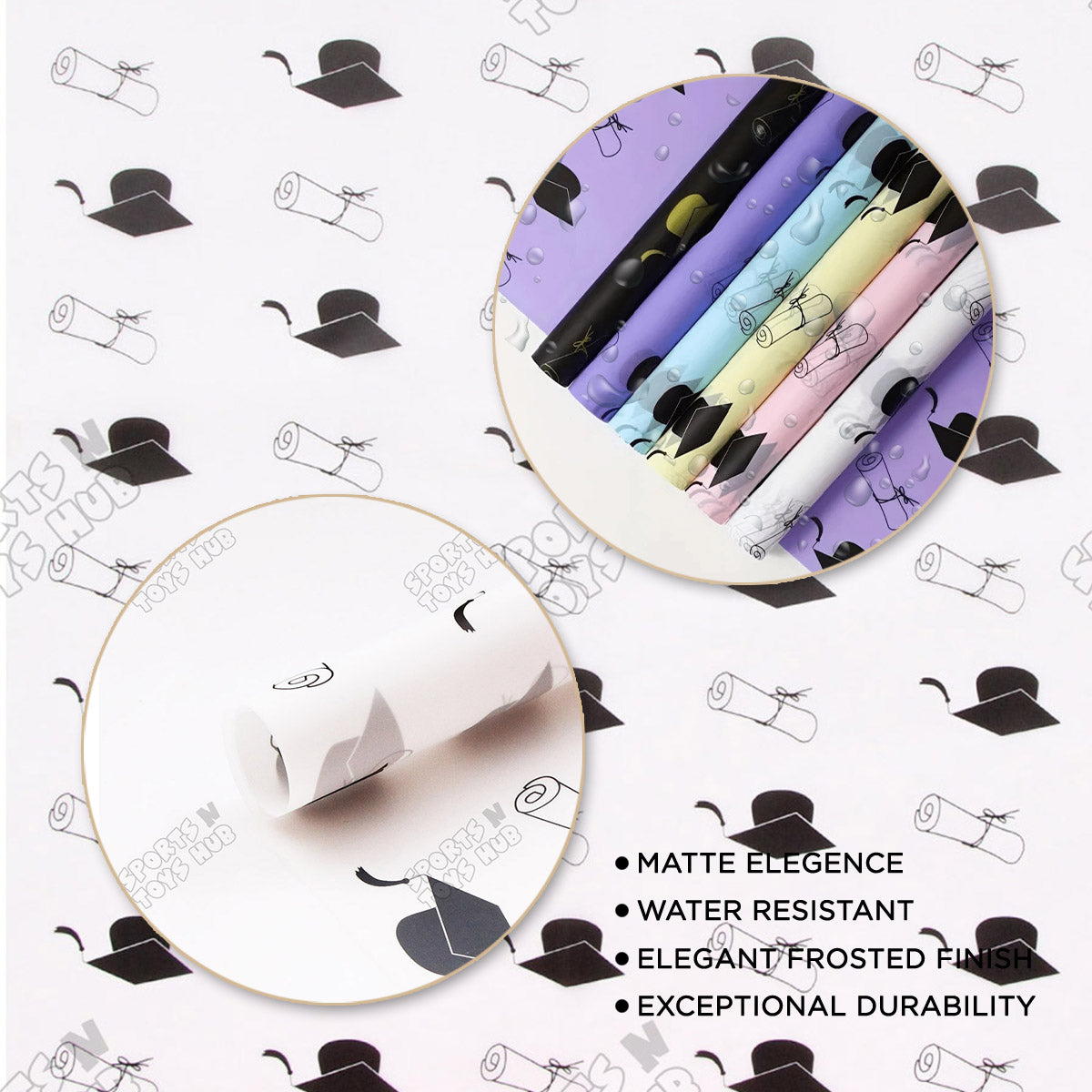 Graduation Cap & Degree Printed Translucent Sheets for Floral Wrapping or Gif Wrapping