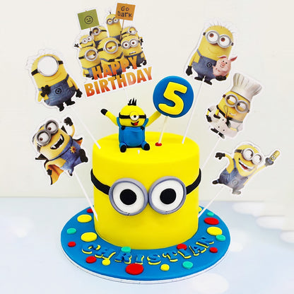 Minion Cartoon Characters Cake Topper - 6 Pcs