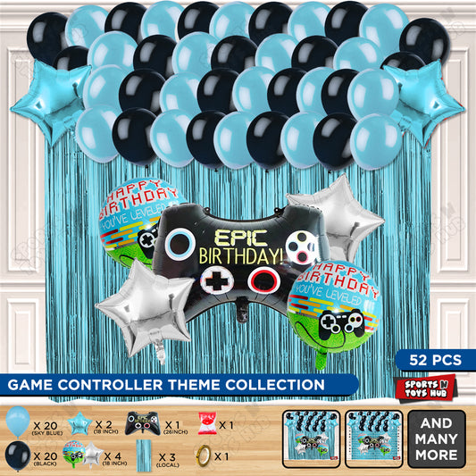Game Controller Foil Balloon Curtain Theme - Blue & Black