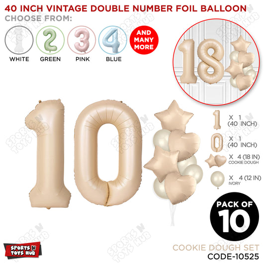 Cookie Dough Color 40 Inch Number Foil Balloon Set