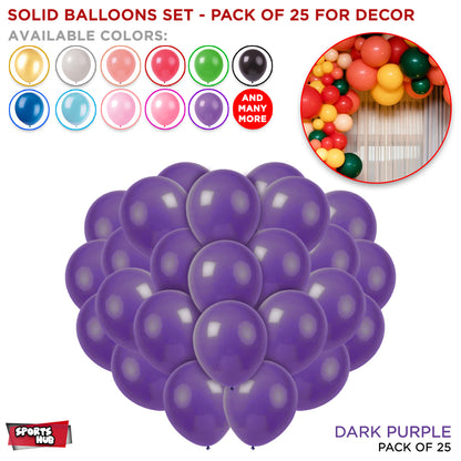 1.5 Gram Solid Latex 10 Inch Round Balloons - 25 Pcs
