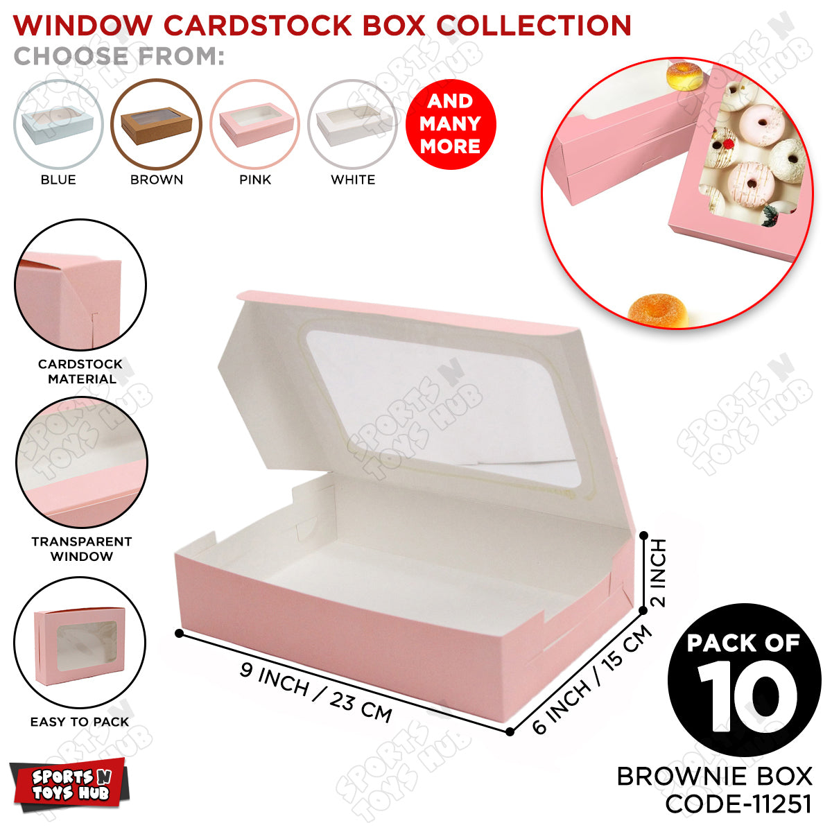 Window Brownie Box 6x9x2 Inch - Pack Of 10