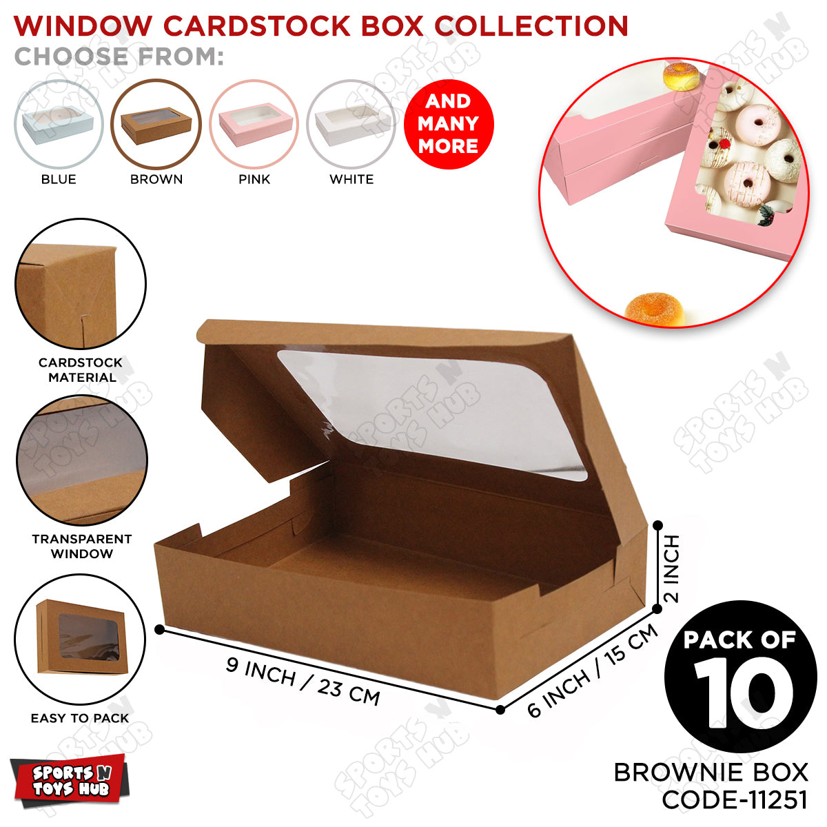Window Brownie Box 6x9x2 Inch - Pack Of 10