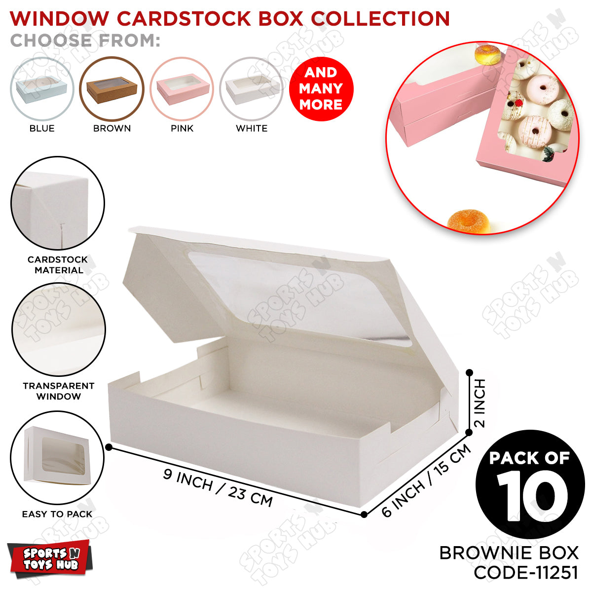 Window Brownie Box 6x9x2 Inch - Pack Of 10