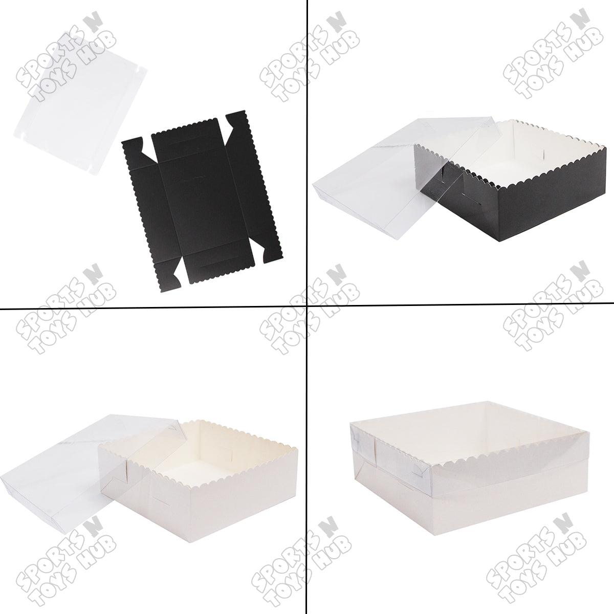 Wavy Edge Clear Lid Box 8x8x3 Inch - Pack Of 10