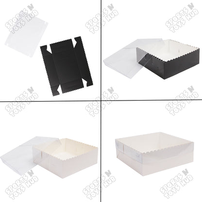 Wavy Edge Clear Lid Box 8x8x3 Inch - Pack Of 10