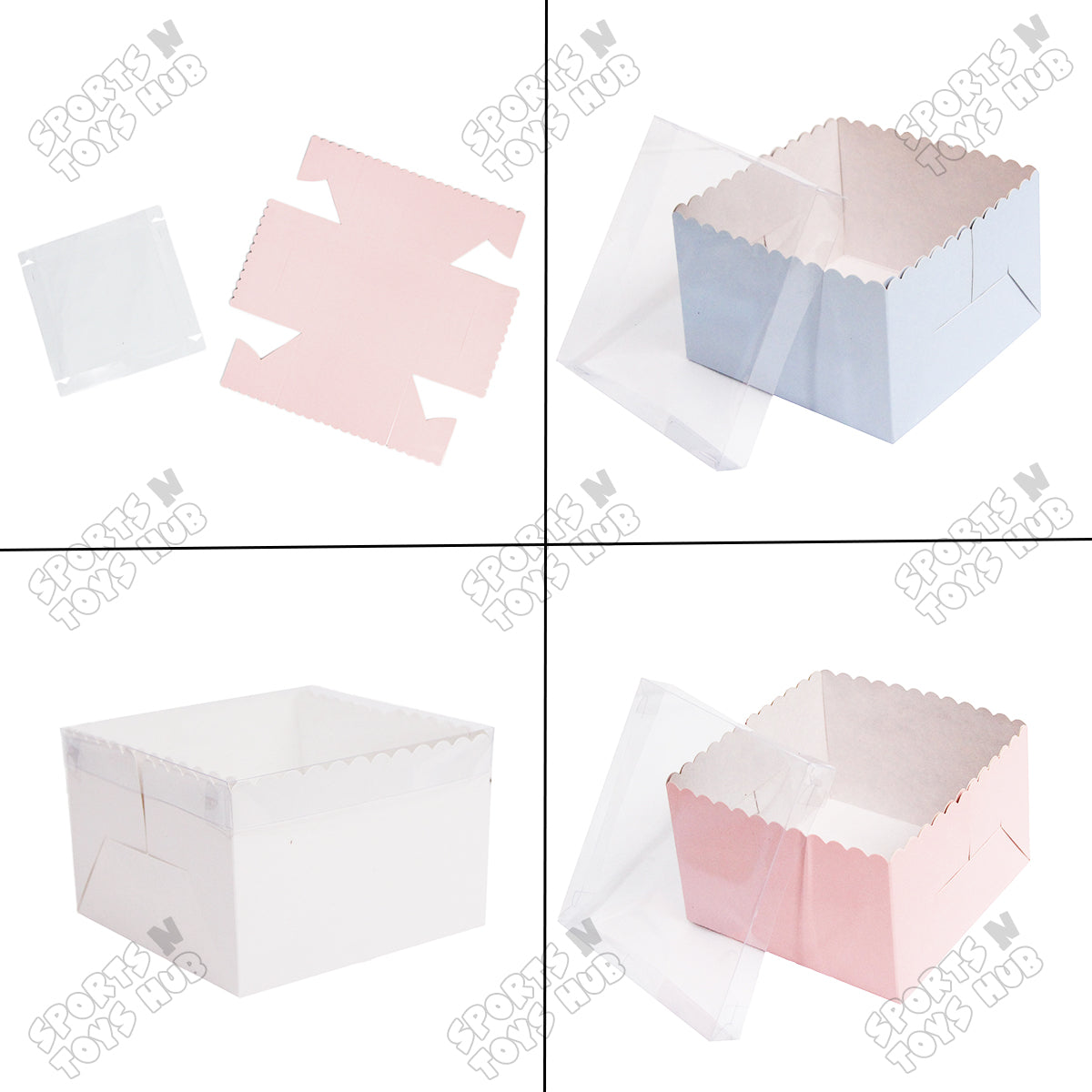 Wavy Edge Clear Lid Box 6x6x4 Inch - Pack Of 10