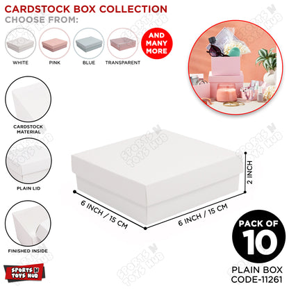 Card Stock Lid Box 6x6x2 Inch - Pack Of 10