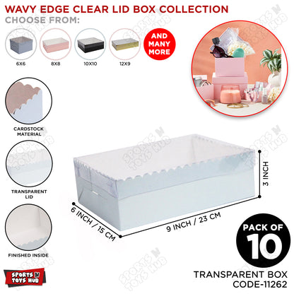 Wavy Edge Clear Lid Box 6x9x3 Inch - Pack Of 10
