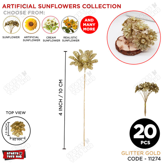 Artificial Glitter Sun Flower Style Buds for Gift Baskets & Packing Decor