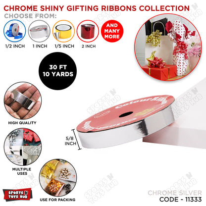 5/8 Inch x 10 Yards – Shiny Metallic Chrome Curling Ribbons for Bouquet Wrapping, Gift Packing & Party Decorations