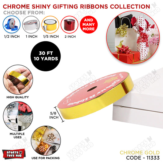 5/8 Inch x 10 Yards – Shiny Metallic Chrome Curling Ribbons for Bouquet Wrapping, Gift Packing & Party Decorations