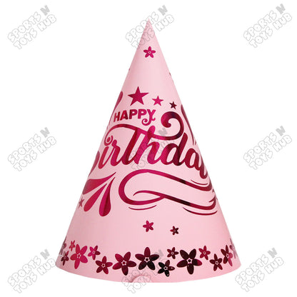 Happy Birthday Foil Printed Caps - Pack Of 6