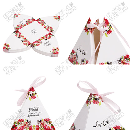 Floral Pyramid Favor Nikkah Mubarak Pink Flower Print Bid Box