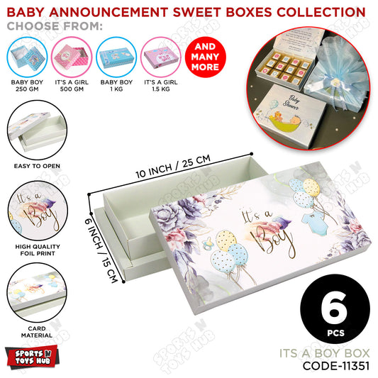 Pack Of 6 Its A Boy Box - 10x6 Inch
