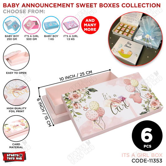 Pack Of 6 Its A Girl Box - 10x6 Inch