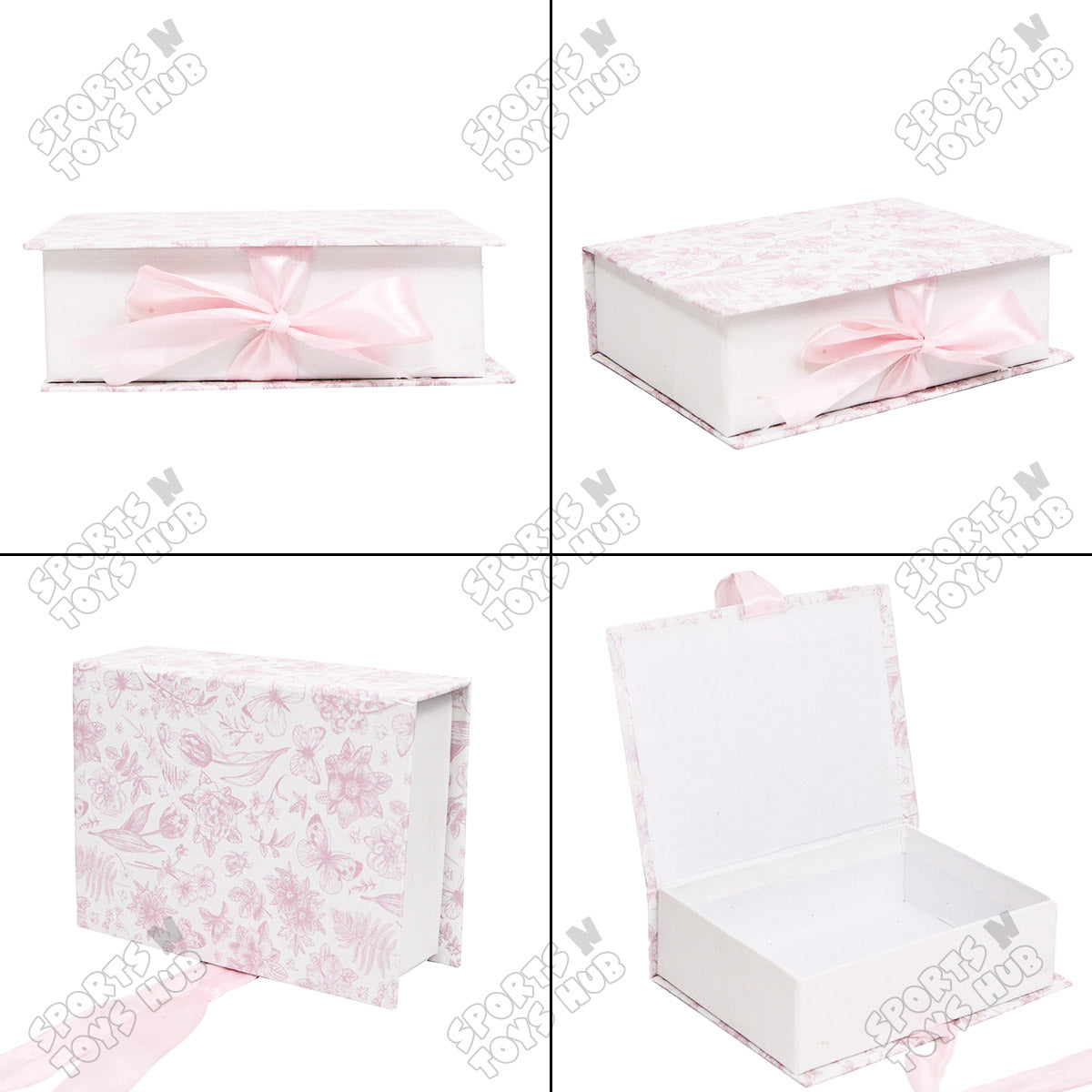 Printed Floral Butterfly Sketch Box Gift Packaging With Ribbon Closure – Pack of 4