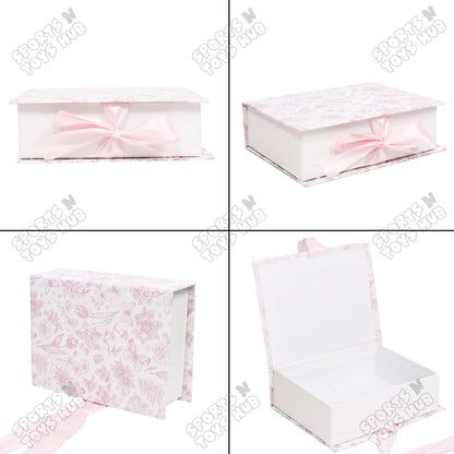 Printed Floral Butterfly Sketch Box Gift Packaging With Ribbon Closure – Pack of 4