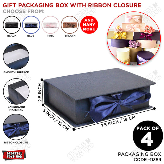 Gift Packaging Box with Ribbon Closure – Pack of 4