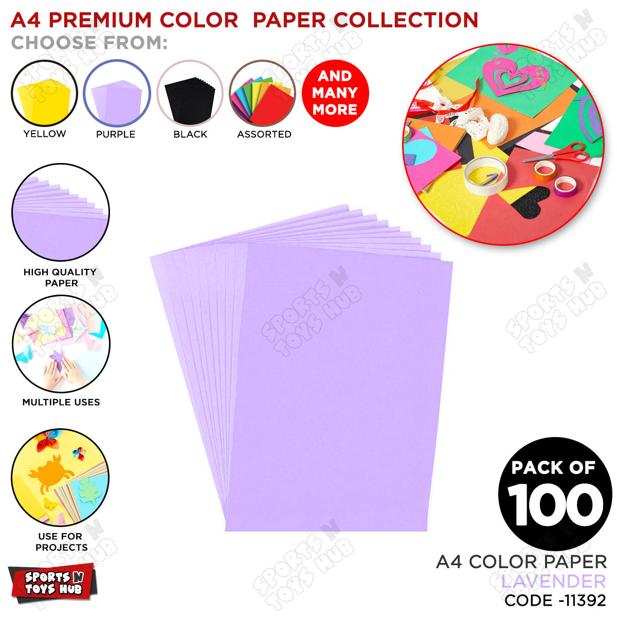 A4 Premium Color Paper – Pack of 100 Sheets