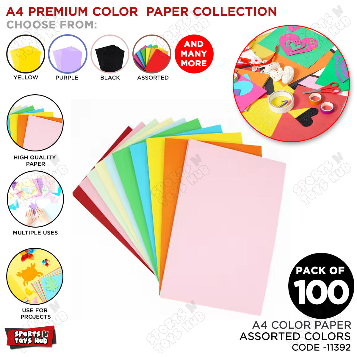 Color Paper Drive A4 Premium Color Paper – Pack of 100 Sheets – Sports n Toys Hub