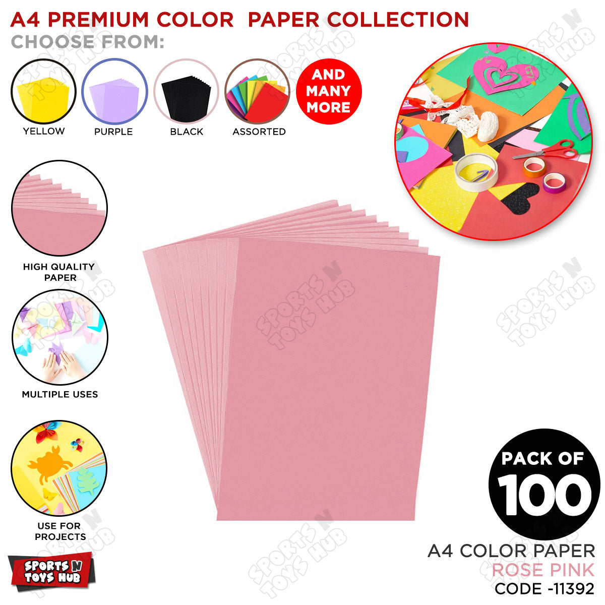 A4 Premium Color Paper – Pack of 100 Sheets
