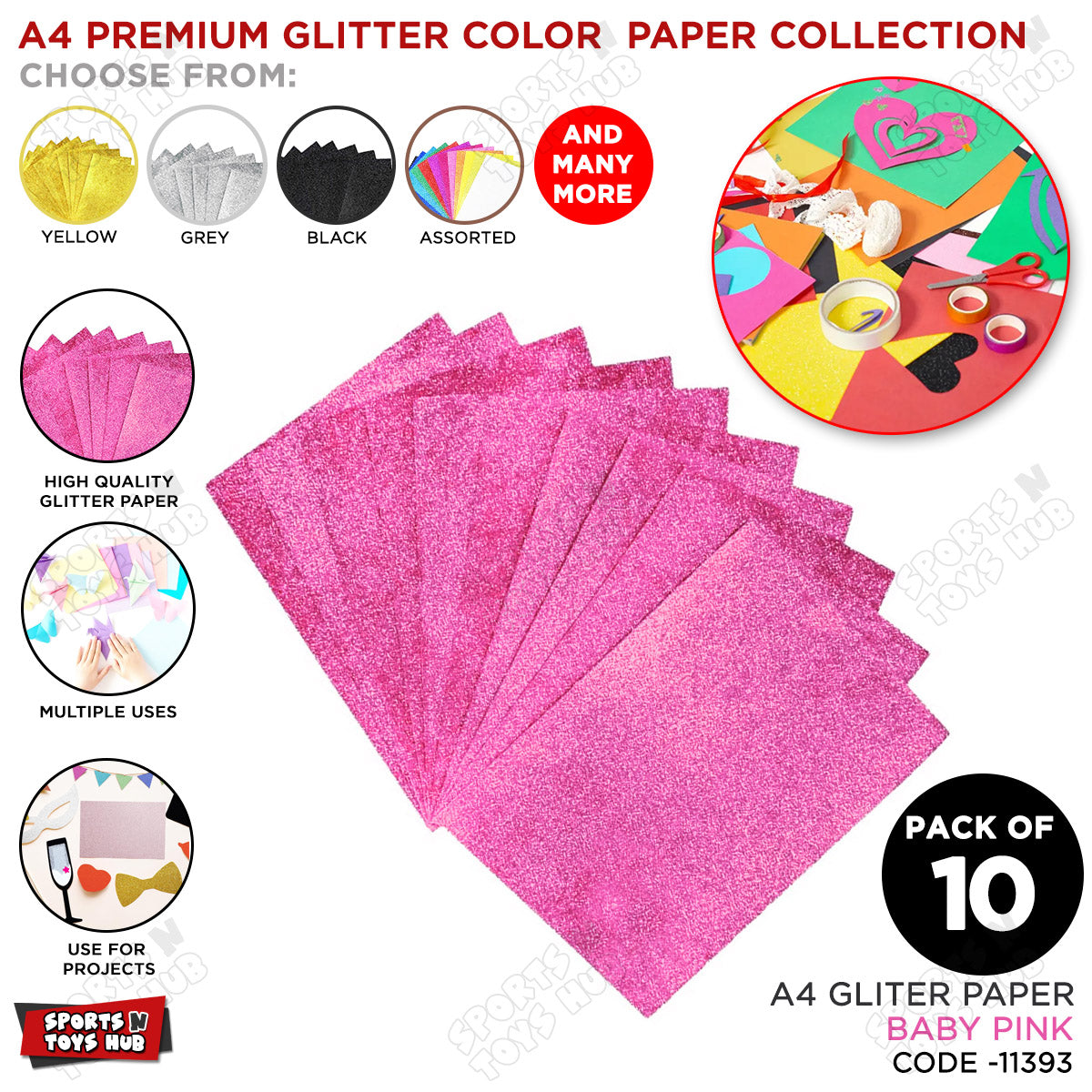 A4 Foamic Glitter Sticker Sheets – Self-Adhesive | Pack of 10