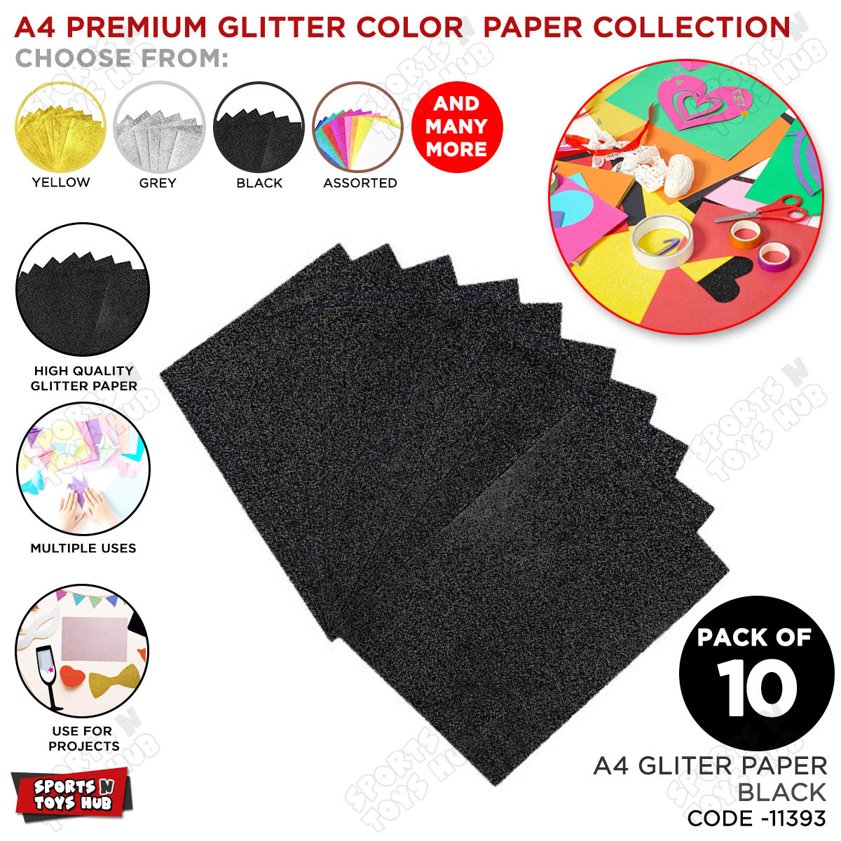 A4 Foamic Glitter Sticker Sheets – Self-Adhesive | Pack of 10