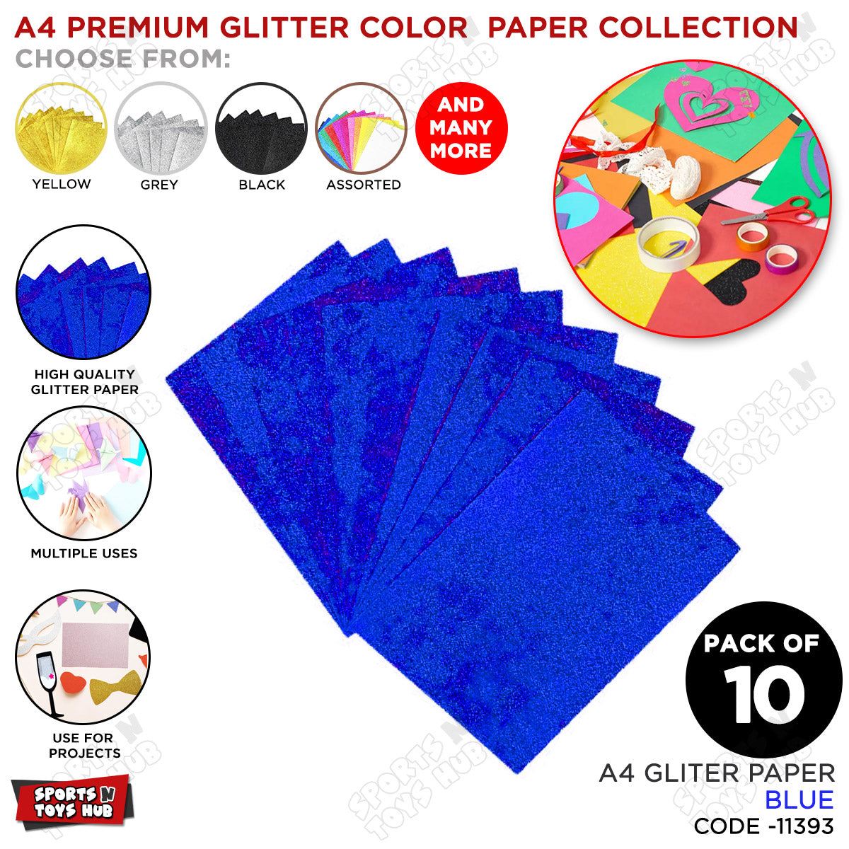 A4 Foamic Glitter Sticker Sheets – Self-Adhesive | Pack of 10
