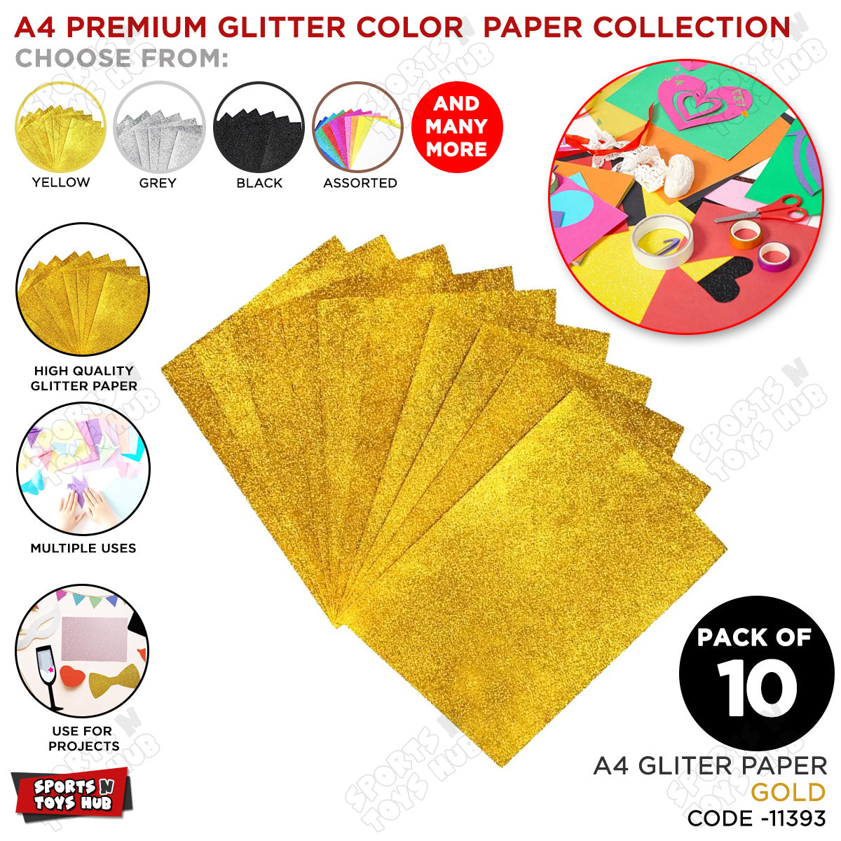 A4 Foamic Glitter Sticker Sheets – Self-Adhesive | Pack of 10