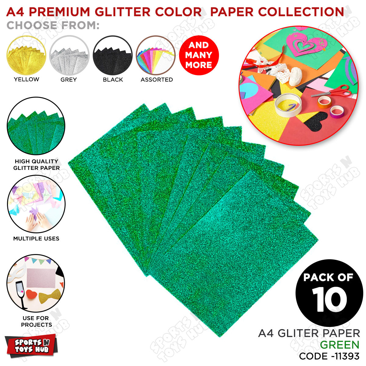 A4 Foamic Glitter Sticker Sheets – Self-Adhesive | Pack of 10