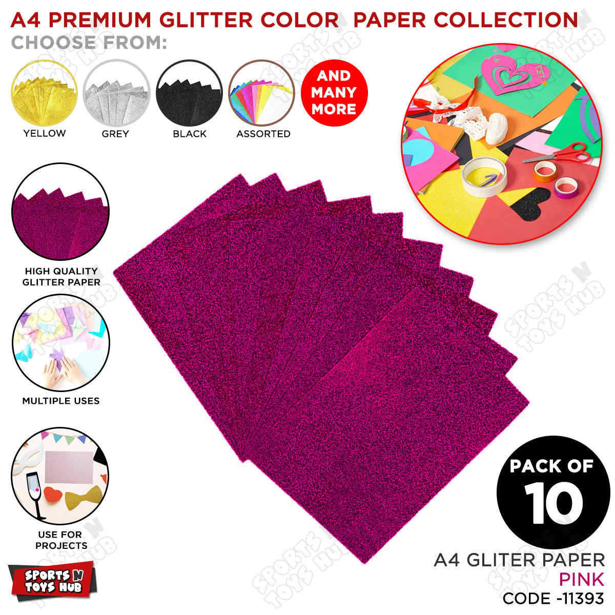 A4 Foamic Glitter Sticker Sheets – Self-Adhesive | Pack of 10