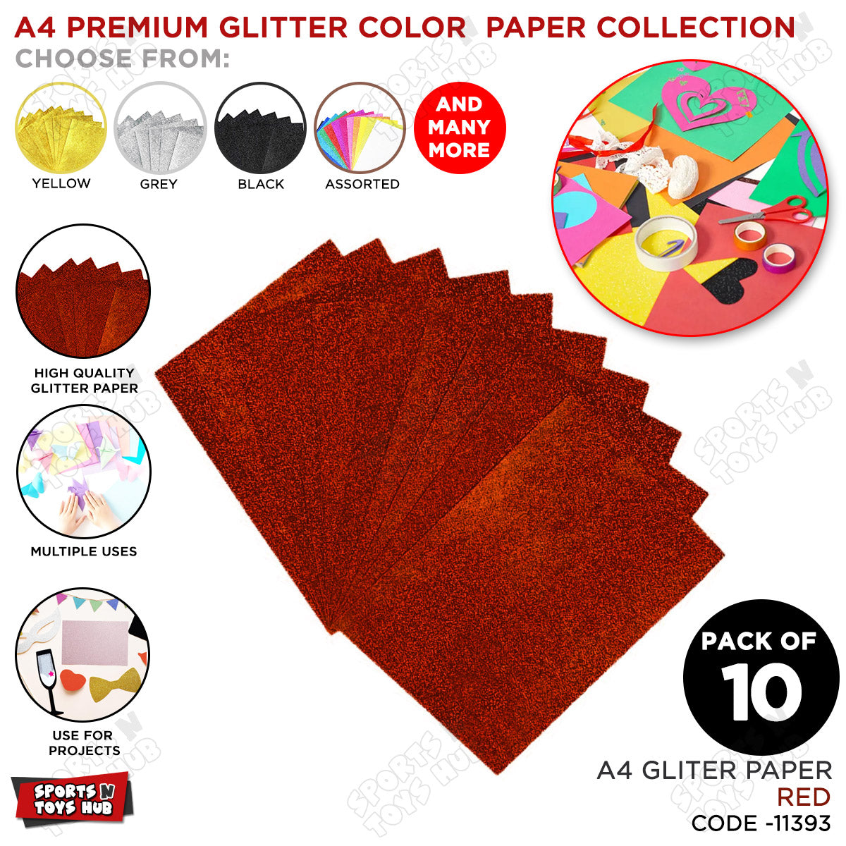 A4 Foamic Glitter Sticker Sheets – Self-Adhesive | Pack of 10