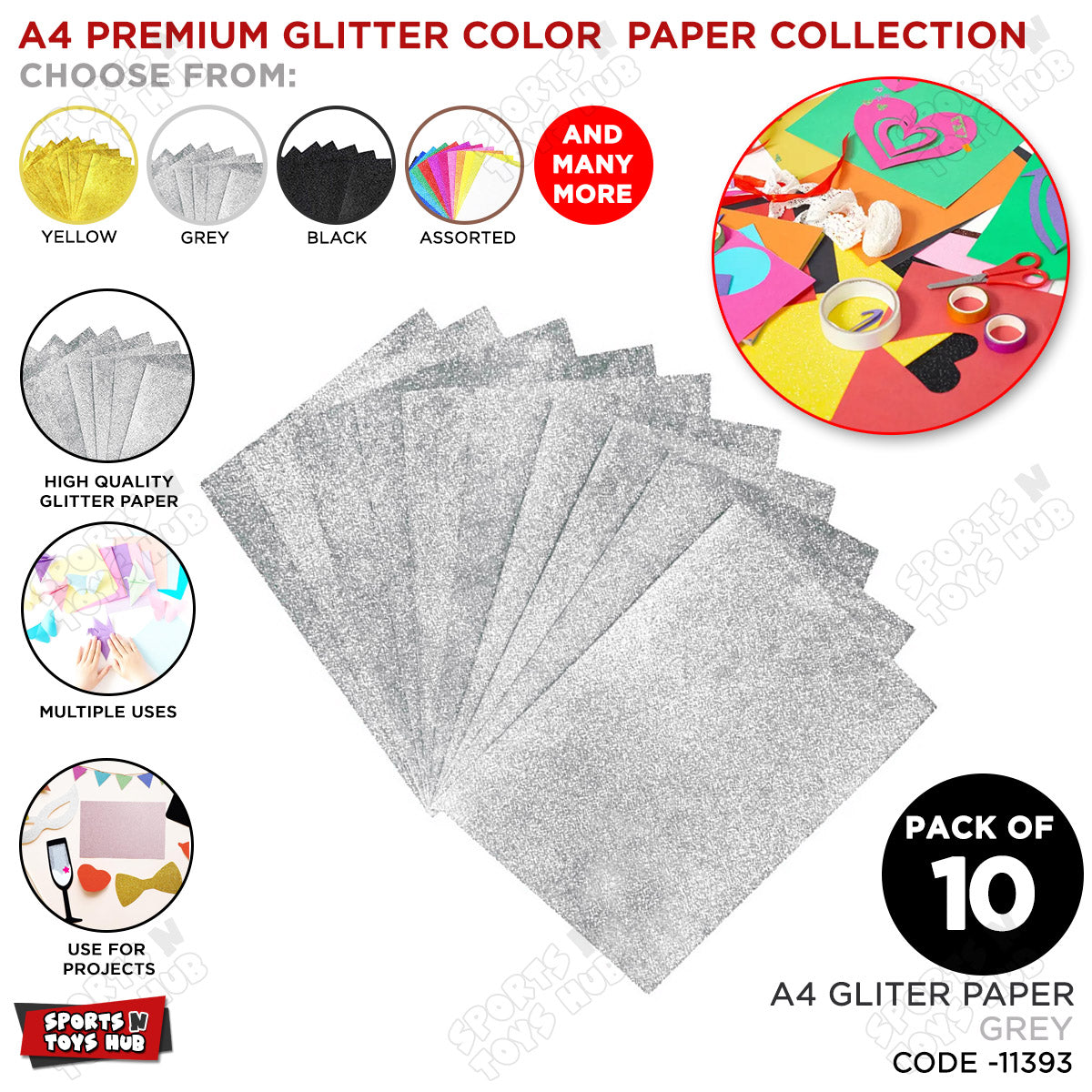 A4 Foamic Glitter Sticker Sheets – Self-Adhesive | Pack of 10