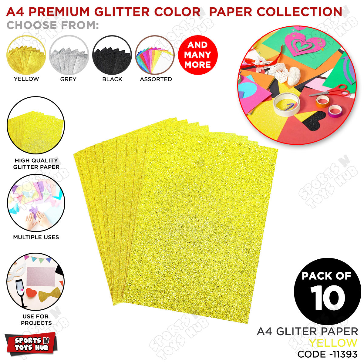 A4 Foamic Glitter Sticker Sheets – Self-Adhesive | Pack of 10