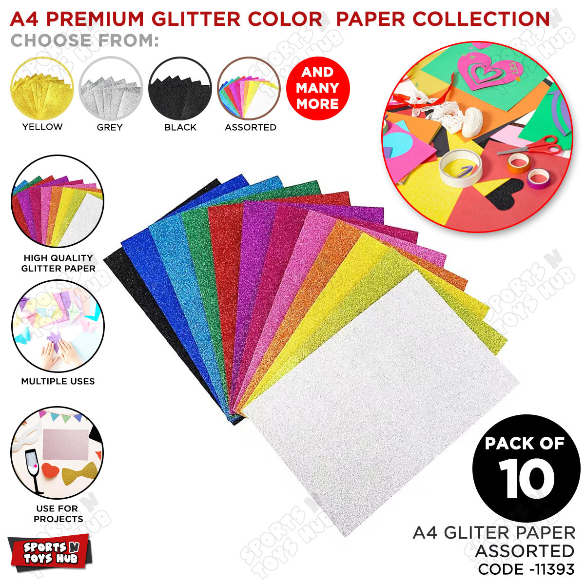 A4 Foamic Glitter Sticker Sheets – Self-Adhesive | Pack of 10