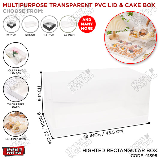 Transparent Heighted Rectangle Shape PVC Lid Multi Purpose Cake or Gift Box