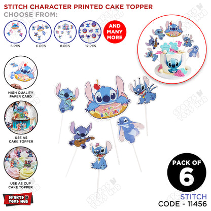 Stitch Cartoon Characters Cake Topper - 6 Pcs