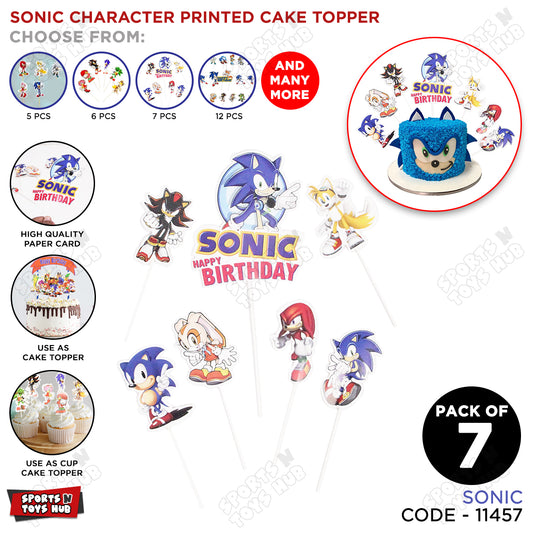 Cartoon Characters HBD Sonic Cake Topper - 7 Pcs