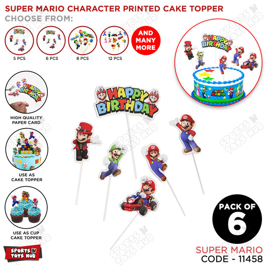 Super Mario Cartoon Game Characters Cake Topper - 6 Pcs