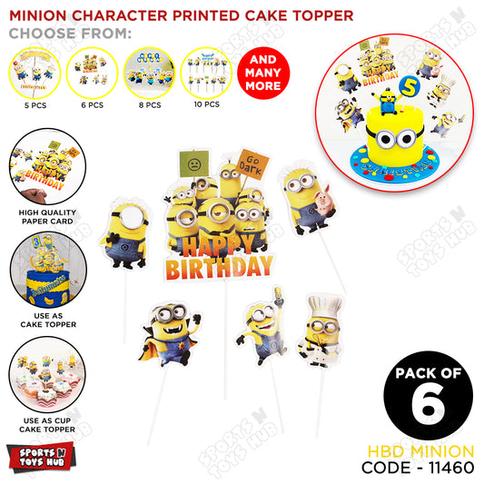 Minion Cartoon Characters Cake Topper - 6 Pcs