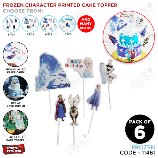Cartoon Characters HBD Frozen Princess Cake Topper - 6 Pcs
