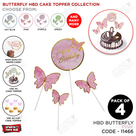 Buttefly HBD Cake Toppers - 4 Pcs