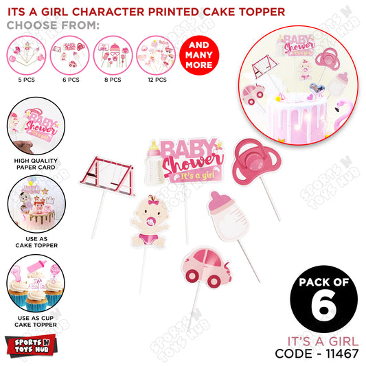 Its a Girl Baby Shower Cake Topper - 6 Pcs