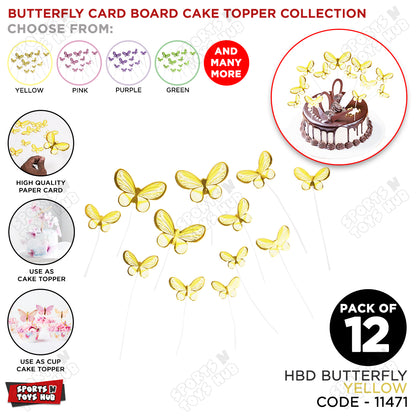 Buttefly HBD Cake Toppers - Pack Of 12